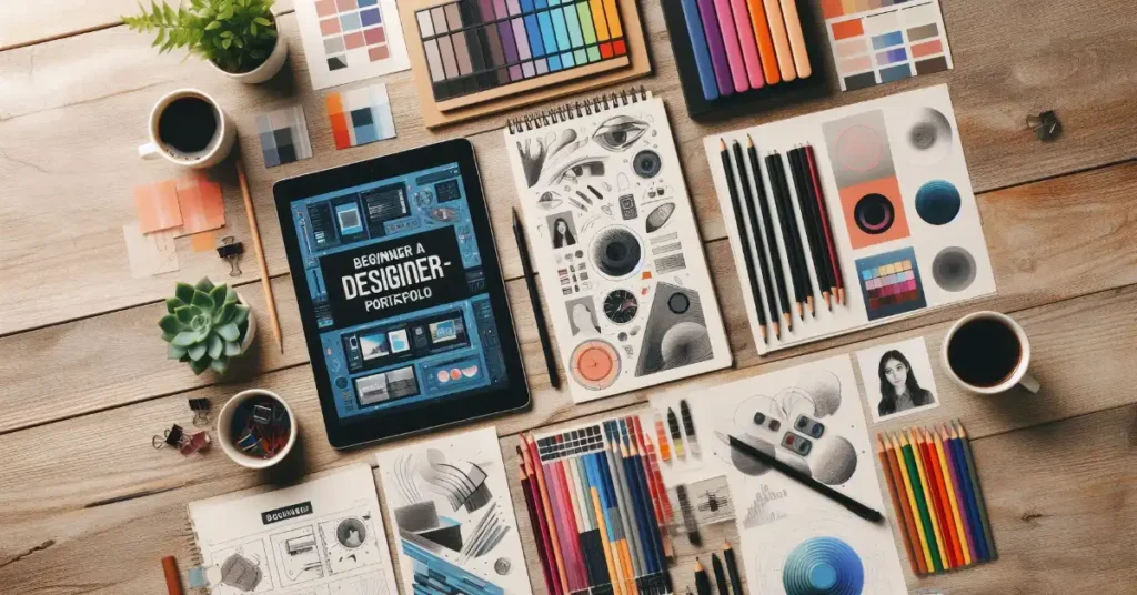 Graphic design intern portfolio with animation sketches, color palettes, and digital artwork for internship applications