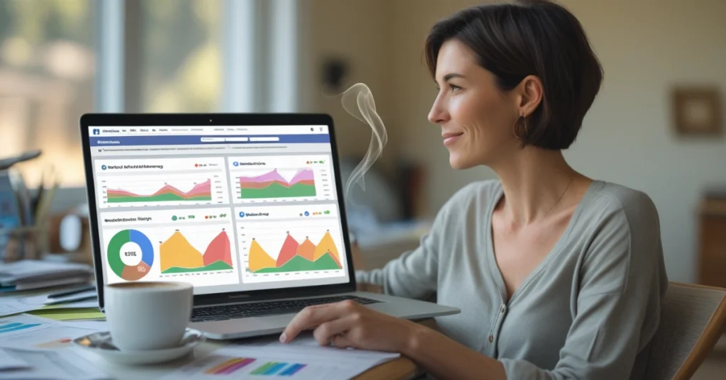 Remote Meta Ads Manager monitoring Facebook ad campaign performance and analytics